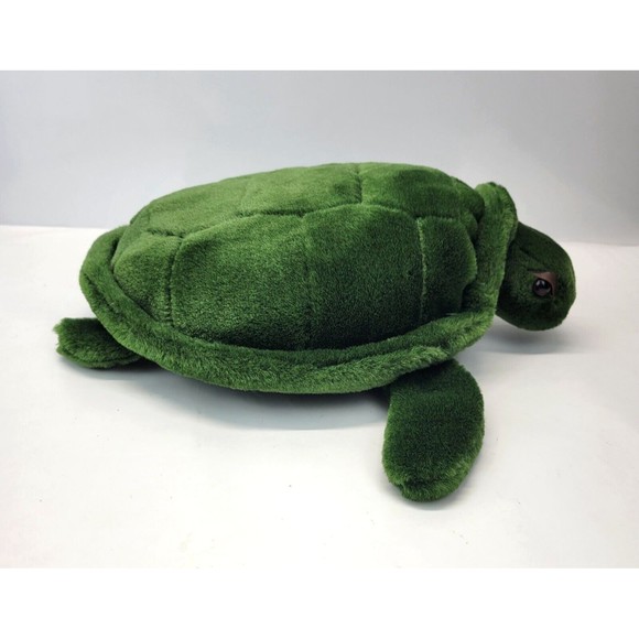 Vintage JLI Green Plush Sea Turtle 1994 The Petting Zoo Realistic Large Eyes 13" - Picture 3 of 13